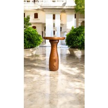 Masif Ahşap Açık Ceviz Renk Tekli Yan Sehpa Mantar Sehpa