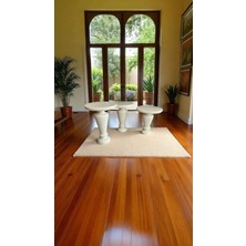 Ahşap Mantar Sehpa 3lü Set Krem Renk Doğal Zigon ve Fiskos Sehpa