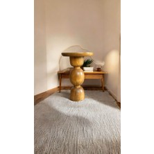 Wooden Ahşap Tekli Mantar Yan Sehpa Modern Tütün Renk Fiskos