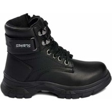 Ayakcity Kadın Günlük Bağcıklı Fermuarlı Bot - Siyah - 37