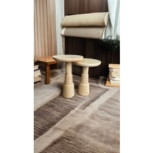 Wood Ahşap 2'li Set Boğumlu Mantar Yan Sehpa Modern Fiskos / Naturel Renk / Zigon Sehpa Vernikli