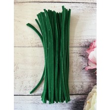 Zedhobi 10 Adet Z36 Yeşil Şönil 30 cm Tüylü Peluş Tel Çiçek Yapımına Okul Öncesi Anaokuluna Uygun