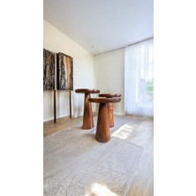 Wood Ahşap 3lü Set Mantar Yan Sehpa Konik Model / Kestane Renk / Zigon Sehpa Vernikli