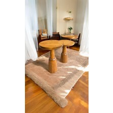 Wood Ahşap 2'li Set Mantar Yan Sehpa Modern Fiskos / Tik Ağacı Renk / Zigon Sehpa Vernikli