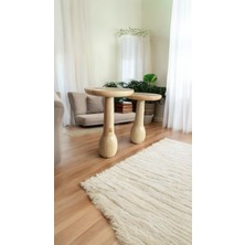 Wood Ahşap 2'li Set Vazo Mantar Yan Sehpa Modern Fiskos /naturel Renk / Zigon Sehpa Vernikli