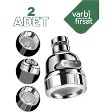 VarBiFırsat 2 Adet Su Tasarruflu 360° Oynar 3 Kademeli Musluk Başlığı Aparatı