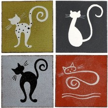 Paşabahçe Kedi Bardak Altlığı 4'lü Set