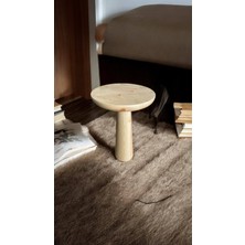 Wood Wooden Ahşap Tekli Mantar Yan Sehpa Modern Açık Ceviz Renk Fiskos