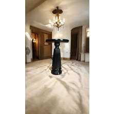 Wooden Ahşap Tekli Mantar Yan Sehpa Modern Siyah Renk Fiskos