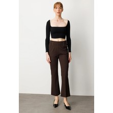 Ekol Boncuk Detaylı Ispanyol Paça Kadın Pantolon 1083