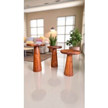 Ahşap Mantar Sehpa 3lü Fındık Renk Doğal Zigon Fiskos