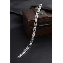 Innuendo 925 Ayar Gümüş Kare Desenli Erkek Bileklik