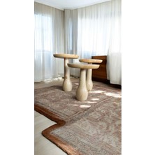Wood Ahşap 3 Lü Set Fitilli Mantar Yan Sehpa Konik Model / Naturel Renk / Zigon Sehpa Vernikli