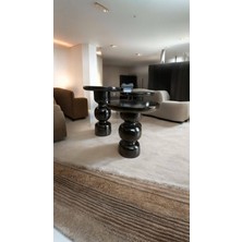 Wood Ahşap 3 Lü Set Karpuz Model Mantar Yan Sehpa Konik Model / Siyah Renk / Zigon Sehpa Vernikli