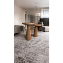 Wood Wooden Ahşap Kahverengi Renk 2'li Set Mantar Yan Sehpa Fiskos Çiçeklik Decorative