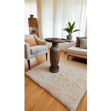 Masif Ahşap Ceviz Renk Yan Sehpa Doğal Tekli Mantar Sehpa