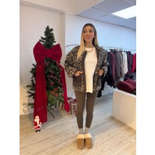 Gülten Akgün Çift Taraflı Leopar Kahve Teddy Mont