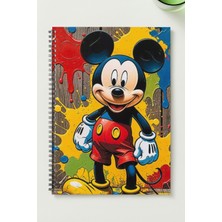 Black-One Mickey Mause  A5 Metal Spiralli Çizgisiz  kalın bristol Kapak ÖZEL TASARIM TEMALI A5 DEFTER