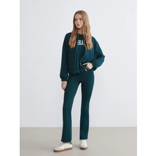 LC Waikiki Xsıde Yeşil Beli Lastikli Ispanyol Paça Kadın Eşofman Altı