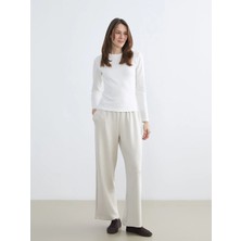 LC Waikiki Koor Sport Bej Beli Lastikli Modal Karışımlı Kadın Eşofman Altı