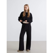 LC Waikiki Xsıde Siyah Beli Lastikli Geniş Paça Kadın Eşofman Altı