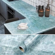 AyrStore Mermer Desenli Masa Tezgah Mutfak Su Geçirmez Yapışkanlı Folyo Sticker Mavi 5x0,6m