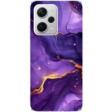 TechTree Redmi Note 12 Pro Plus Uyumlu Ametist Taşı Mor Mermer Tasarımlı Baskılı Silikon Kılıf
