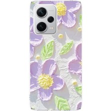 TechTree Redmi Note 12 Pro Plus Uyumlu Mor Papatyalar Sulu Boya Tasarımlı Baskılı Silikon Kılıf