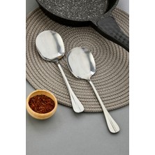 Gold-Gümüş Paslanmaz Çelik Servis Kaşık 2 Adet 21 cm