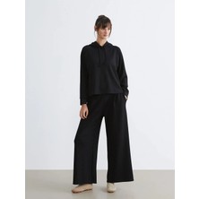 LC Waikiki Soulife Siyah Beli Lastikli Geniş Paça Kadın Eşofman Altı