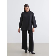 LC Waikiki Lcw Modest Siyah Beli Lastikli Geniş Paça Kadın Eşofman Altı