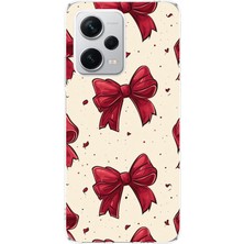 TechTree Redmi Note 12 Pro Plus Uyumlu Büyük Kırmızı Fiyonklar Tasarımlı Baskılı Silikon Kılıf