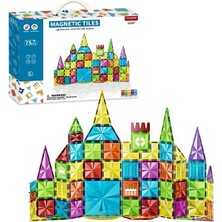 Scntoys Manyetik Yapı Blokları Çocuklar Için Renkli 3 Boyutlu 75 Parça Manyetik Karo Eğitici Oyun Seti