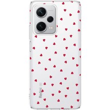 TechTree Redmi Note 12 Pro Plus Uyumlu Kırmızı Kalpler Tasarımlı Tasarımlı Baskılı Silikon Kılıf