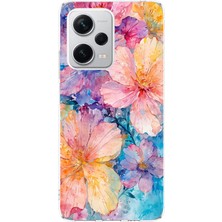 TechTree Redmi Note 12 Pro Plus Uyumlu Renkli Çiçekler Sulu Boya Tasarımlı Baskılı Silikon Kılıf