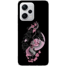 TechTree Redmi Note 12 Pro Plus Uyumlu Pembe Siyah Yılan Tasarımlı Baskılı Silikon Kılıf