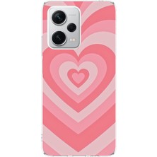 TechTree Redmi Note 12 Pro Plus Uyumlu Pembe Kalpler Tasarımlı Baskılı Silikon Kılıf