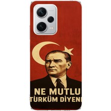 TechTree Redmi Note 12 Pro Plus Uyumlu Ne Mutlu Türkiye Bayrak Atatürk Tasarımlı Baskılı Silikon Kılıf