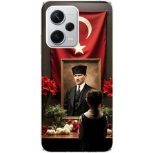 TechTree Redmi Note 12 Pro Plus Uyumlu Atatürk Türk Bayrağı Tablo Tasarımlı Baskılı Silikon Kılıf