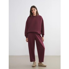 LC Waikiki Lcw Vision Bordo Beli Lastikli Kadın Kalın Eşofman Altı