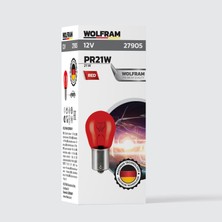 PR21W Ampul 93 Düz Tırnak Kırmızı 12V 21W (1 Paket 10 Adet) - Wolfram 27905