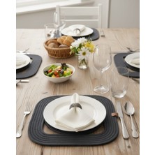 Mtg Jüt Tasarım El Emeği Doğal Jüt Kordon Halattan 6 Adet Kare Model Supla Yemek Masası Tabak Altlığı Amerikan Servis