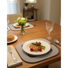 Mtg Jüt Tasarım El Emeği Doğal Jüt Kordon Halattan 6 Adet Kare Model Supla Yemek Masası Tabak Altlığı Amerikan Servis