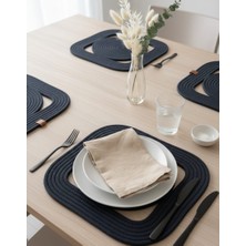 Mtg Jüt Tasarım El Emeği Doğal Jüt Kordon Halattan  6 Adet Kare Model Supla Yemek Masası Tabak Altlığı Amerikan Servis