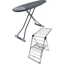 Kalın Borulu Çamaşır Kurutmalık ve Ütü Masası Seti Antrasit