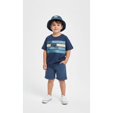 Leona Luxe  Mavi Şapkalı Şortlu 3lü Takım