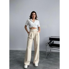 Haka Giyim Kadın Ithal Doubleface Palazzo Kalıp Kemer Detaylı Pileli Yüksek Kaliteli Ürün Çekme Solma Yapmaz