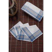 Elif Mira 12'li Cep Yaka Mendili Mavi Pamuklu Şah Desen Renkli 30x30 cm Şıklık ve Konfor