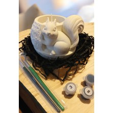 Denic Taş Boyama Seti- Sincap- Firça - Boya - Biblo-Kalemlik- Saksı