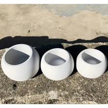 Denic 3'lü Beyaz Çiçek Saksı Taş- Çok Amaçlı Biblo